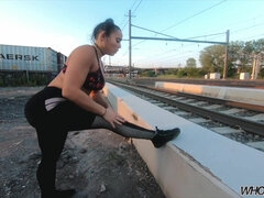 Big ass Latina Carmela Clutch Outdoor Public Railway Fucking - hardcore with cumshot