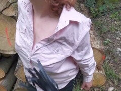 Intense bondage and discipline session in the woods