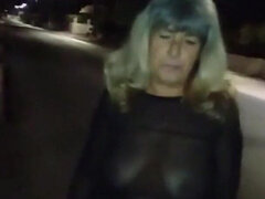 Mel Showing off in Public on the Side of Road 13