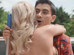 Tasty Stacey and one more hottie get wild with his dick