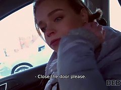Calibri Angel blows agent in car & gets rough anal in HD