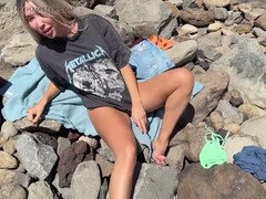 Amerikaner, Rumpe til munn, Strand, Stor rumpe, Brunette, Sperm skott, Onani, Offentlig