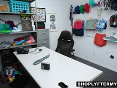 McKenzie Lee caught shoplifting & locked in office by sexy stepmom with big boobs and a tight body