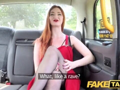 Olive Skin Redhead in Lingerie Taxi Rides Big Cock with Fake Taxi