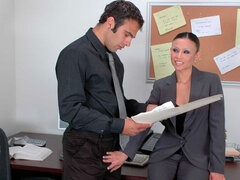 Glamorous high-heeled lady Jayna Oso penetrated in the office
