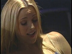 Lusty blonde deep throats and takes a cock in a police car