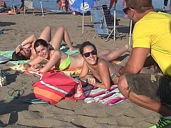 Spanish broads seduced on a beach
