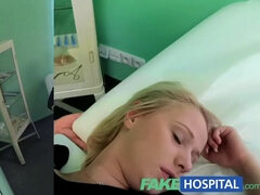Horny blonde patient with big tits gets her pussy and ass reamed by fakehospital doctors
