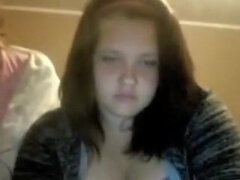 素人, デカパイ, 女, ガリガリ, 一人, ティーン, オッパイの, ウェブカメラ