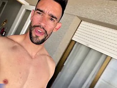 Fitness Man Loves Being Naked. Naked Morning Routine
