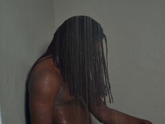 Black stud fucked and jizzed by BF after bathroom cocksucking