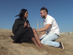 Stranded, Thankful & Horny: Dark Babe Swallows Big Cock