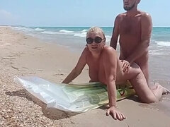 Stepmom Fucks Step Son on Nude Beach - Public Sex with Russian MILF