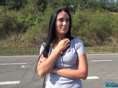 Katie Dee gets a furious fuck on the road