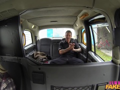 Female Fake Taxi (FakeHub): Dirty Driver Swallows Copper's Cock