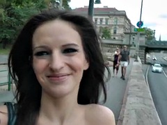 A passionate girl has sex in a public place