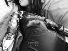 Alita Battle Angel love doll moans uncontrollably as her pussy is teased and drenched