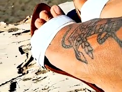 Spiaggia, Bikini, Piedi, Fetish, All'aperto, Scarpe, Tatuaggi, Moglie