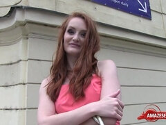 Enthousiasteling, Sperma shot, Geld, Kut duiken, Roodharige vrouw