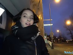 Martin Gun & Lola Hunter get drilled in public after giving a sloppy blowjob