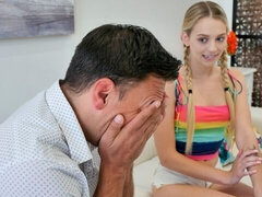 Enthousiasteling, Grote lul, Blond, Pijpbeurt, Klein, Twee staartjes, Mager, Tiener