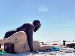Stacxxxs & Amber Lee Island Fuck: Amateur BBW Redhead Doggy Style on Beach
