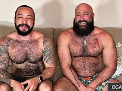 Julian Torres and Alex Tikas have sex on the couch at the casting