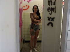 Awesome! Masturbating in the Station Toilet!