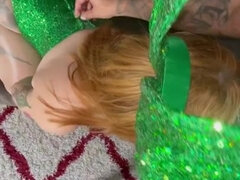 Emma Magnolia - tattooed redhead nerd gives POV blowjob and handjob