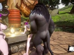 Warcraft fantasy with Draenei and Tauren featuring anonprotagonist in some lewd gameplay