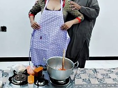 Pakistani village wife fucked in kitchen while cooking with clear hindi audio