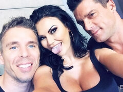 アナル, デカパイ, フェラチオ, ダブル開発, キス, 淫乱熟女, 3p男男女, オッパイの