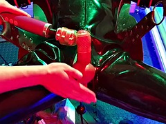 Rubber gimp in a sling with CBT and anal play made me cum from agony after orgasm