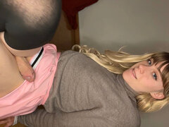 Leie, In den arsch, Grosser schwanz, Blondine, Masturbation, Transfrau, Solo, Strümpfe