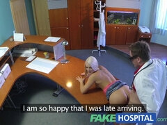 Blonde bombshell gets a thorough examination from dirty doctor in fakehospital