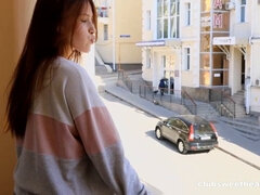 Naughty 18yo teen with natural tits gets down and dirty in jeans