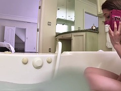 Step sister gives step brother a blowjob in the bath