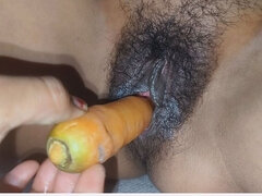 Hembra, Comida, Peludo, Indio, Masturbación, Coño, Solo