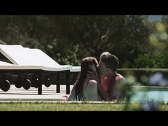 Meia nove, Casal, Natural, Ao ar livre cartaz de rua outdoor, Piscina, Raspar depilar