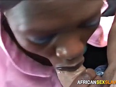 AFRICAN SEX SLAVES - White ranchers pick up black African maid she sucks cock during trip