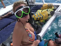 Your Hawaiian vacation is great so far - you put cum on her big tits