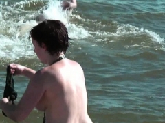 Thrilling naked beach spy cam film a nudist beach voyeur