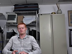 IR redhead bottom twink bareback fucked in the office by big black cock on top