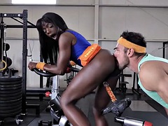Hot black pussy in the gym