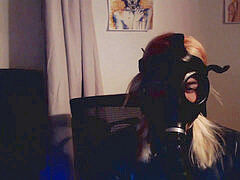 masked Jocelyn - Israeli Gas Mask and black latex