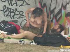 Pure Street Life Homeless Threesome Having Sex on Public