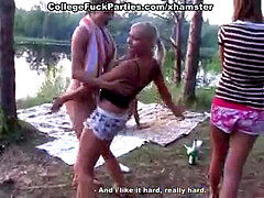 Chicks go bare and flash the scorching college girls sex outdoor
