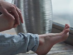 THE FOOT LOVER - Petite teen porn star enjoys foot fetish sex and cumming on feet Cum Feet