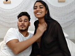 Latin couple on webcam
