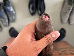 My Precum drooling in leather shoes